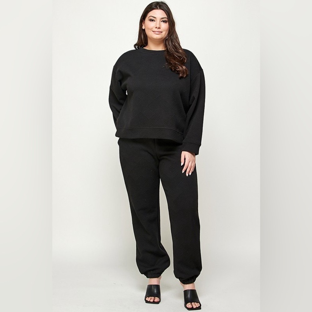Women's Black Textured 2 Piece Set